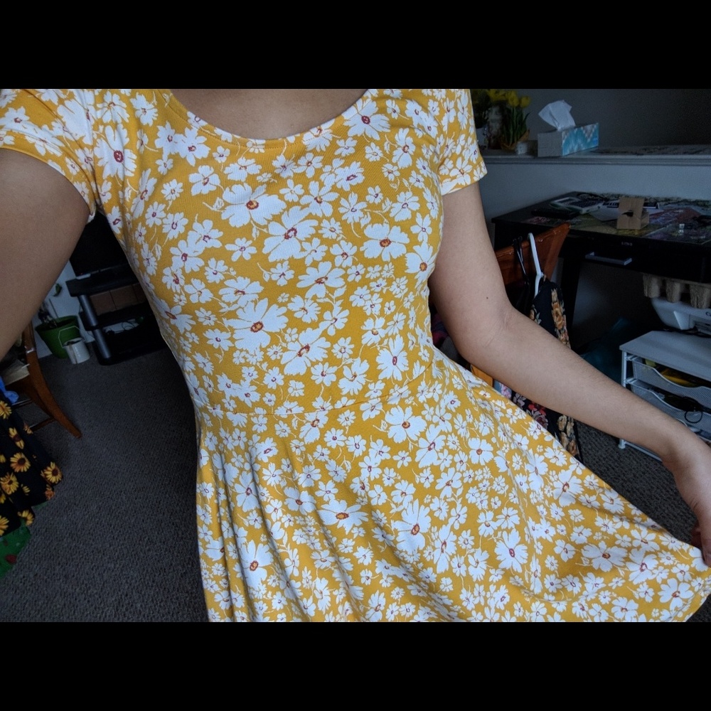 Forever 21 Yellow Floral Grunge Dress